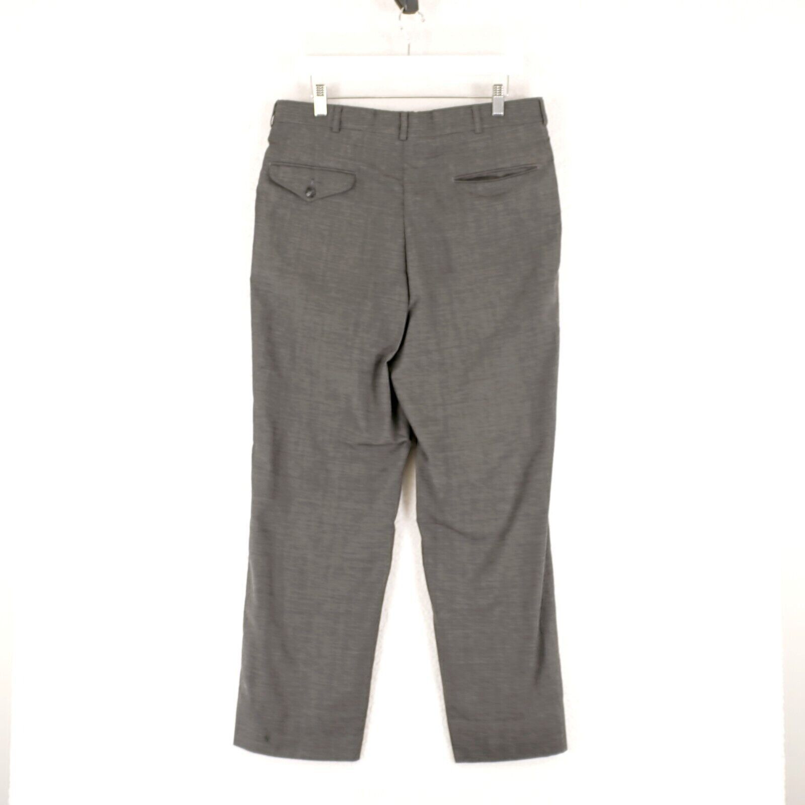 John Weitz John Weitz By Glen Oaks Wool Dress Pants 34/29 Gray High Ris Size 34R - 4 Thumbnail