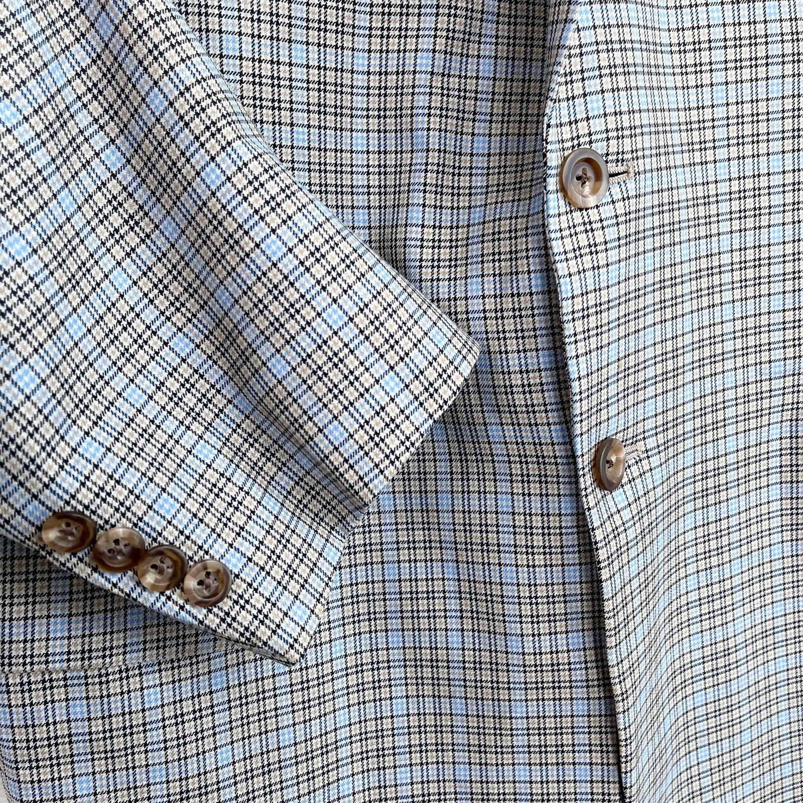 Hickey Freeman Hickey Freeman Plaid Sport Coat Gray Blue Wool Mens 40R Size 40R - 3 Thumbnail
