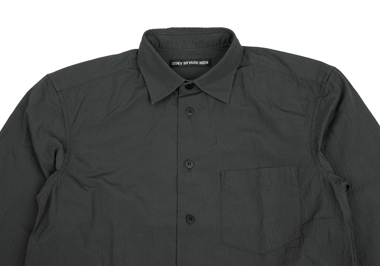 Issey Miyake Poly Cotton Wrinkle-Processed Shirt in Charcoal Size US S / EU 44-46 / 1 - 2 Thumbnail
