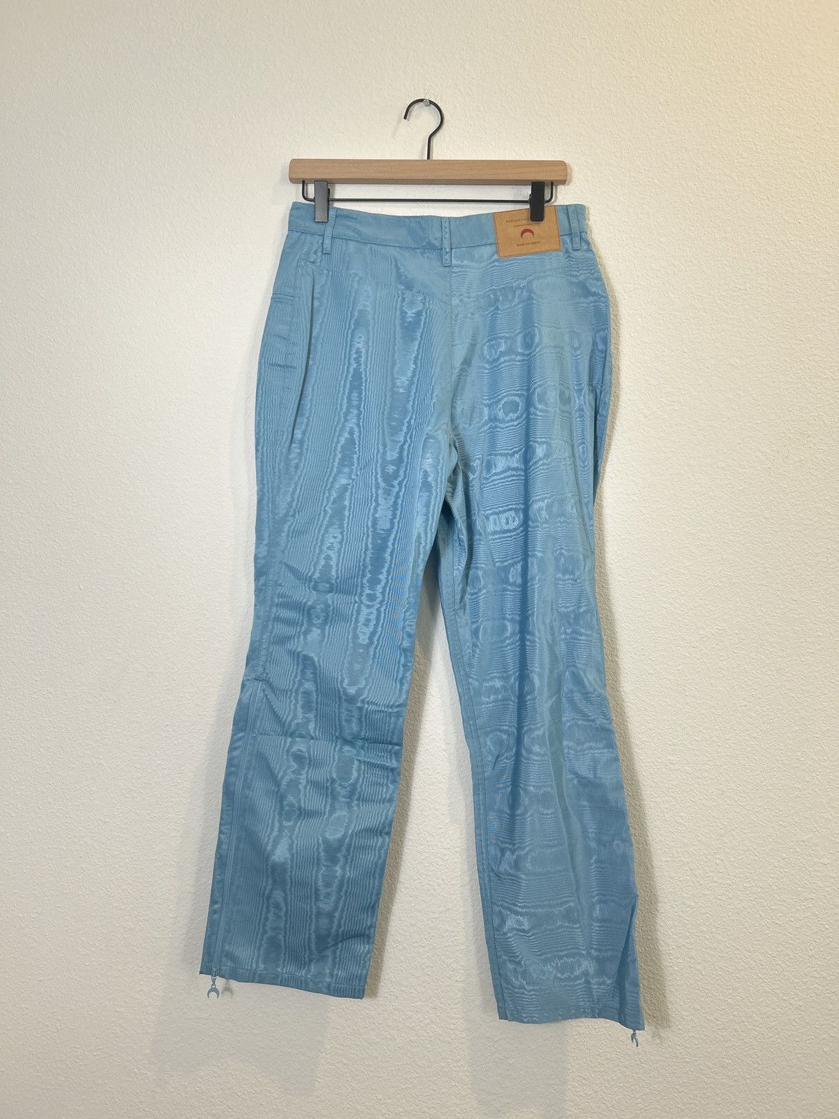 Marine Serre MSRP $795 SS18 Moire effect satin trousers Size 29" - 2 Thumbnail