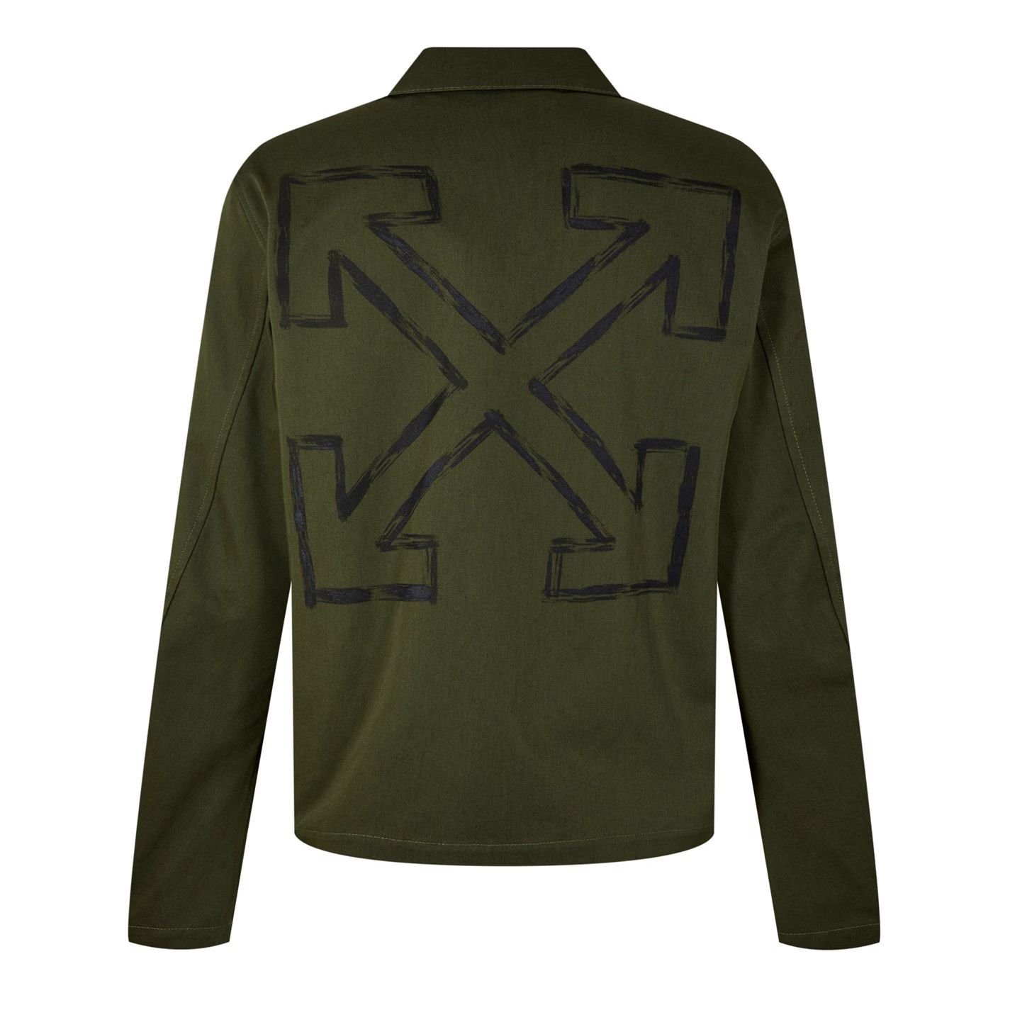 Off-White o1g2r1mq0326 Arrow Long Sleeve Zip Overshirt in Khaki Size US XXL / EU 58 / 5 - 2 Thumbnail