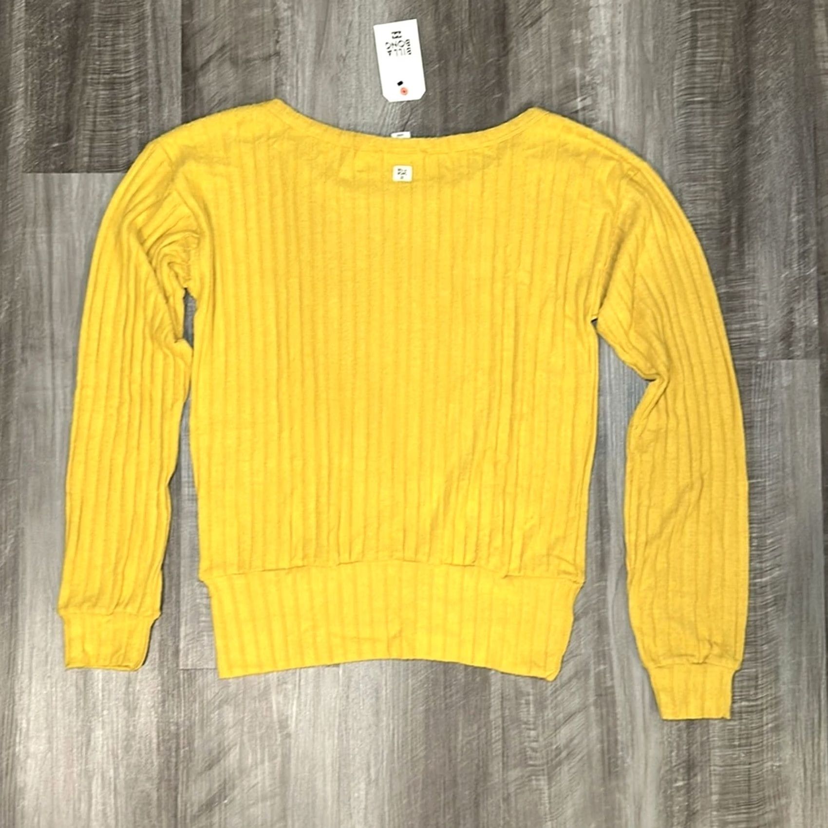 Billabong Billabong Blouse Glow Up Brushed Knit Top - Large - Women - Yellow - NWT - Mustard - 79% Polyester 17% Rayon 4% Elastane - MS10715 Size L / US 10 / IT 46 - 2 Thumbnail