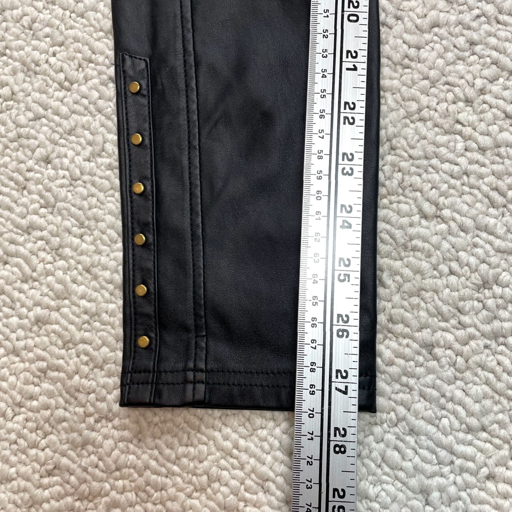 Vintage T Tahari Pants Womens XS Black Faux Leather Straight Elastic Waist 24x27.5 Size 26" / US 2 / IT 38 - 4 Thumbnail