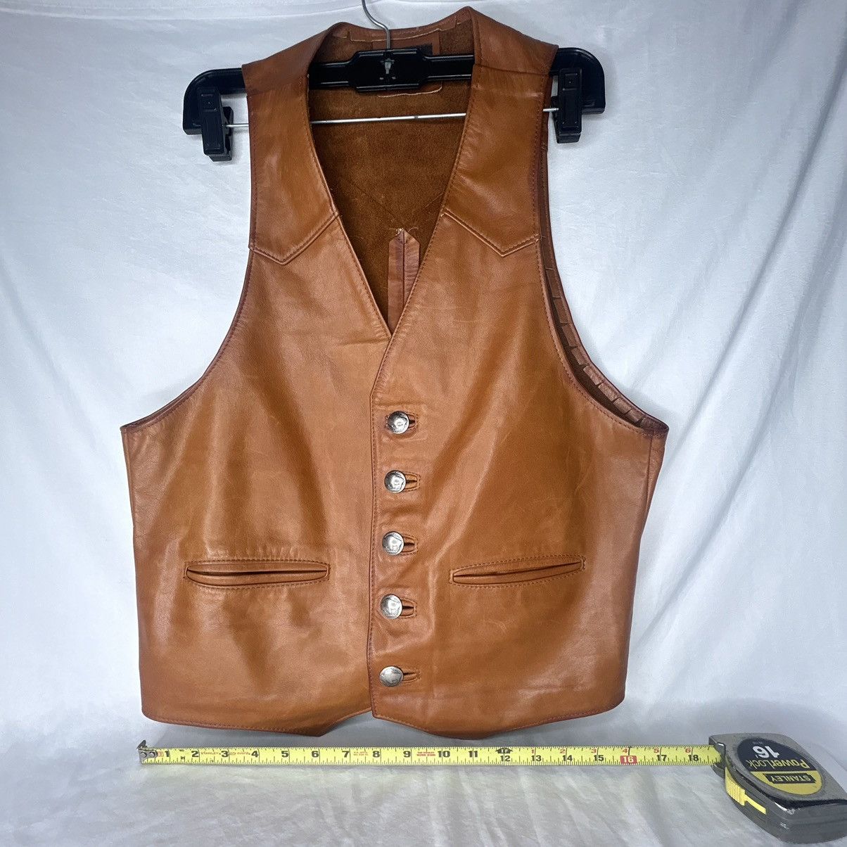 Vintage VTG USA Lew N Me Leather Western Cowboy Vest Buffalo Nickel Size US M / EU 48-50 / 2 - 7 Thumbnail
