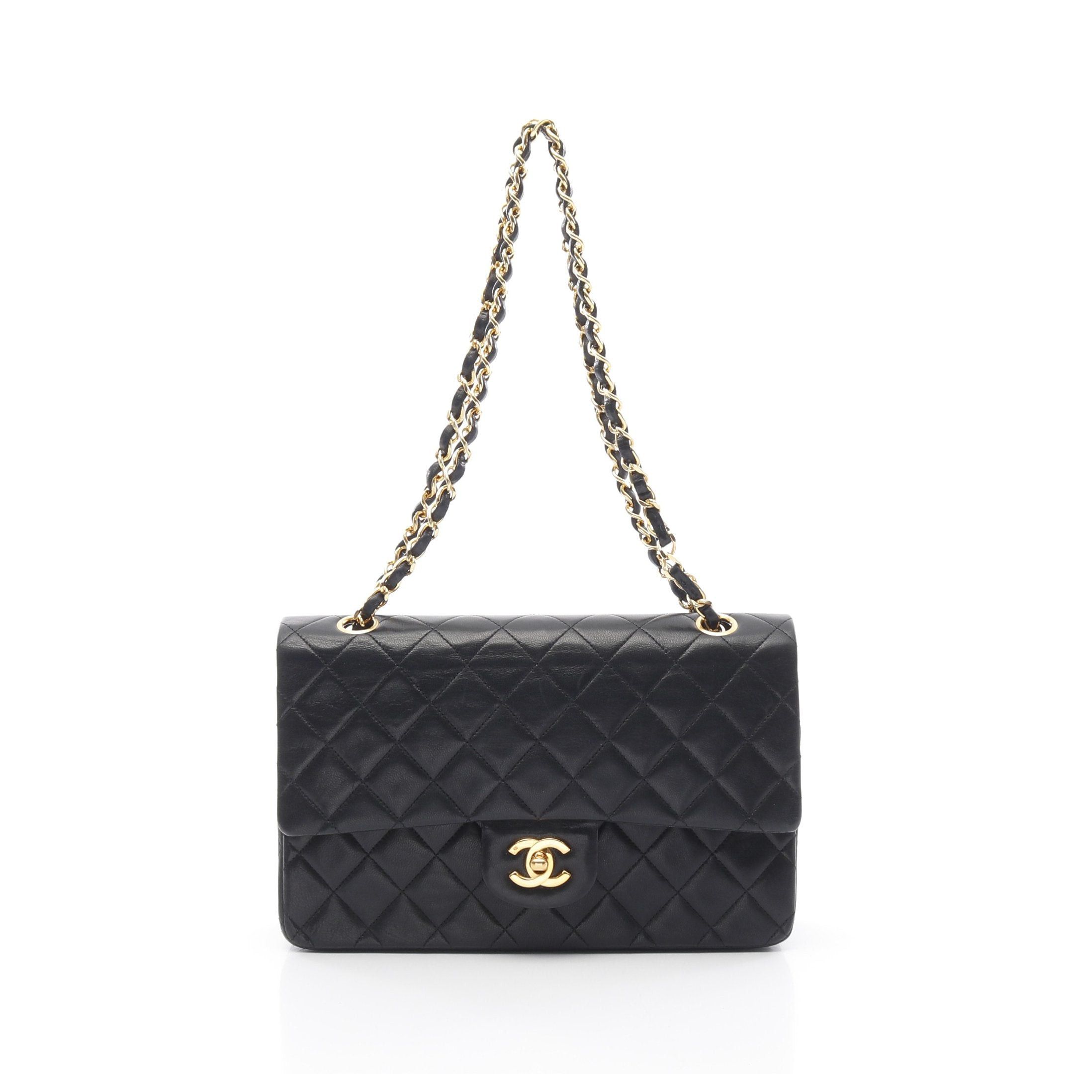 Chanel Chanel Matelasse Double Flap Chain Shoulder Bag Lambskin Black Gold Hardware Size ONE SIZE - 1 Thumbnail