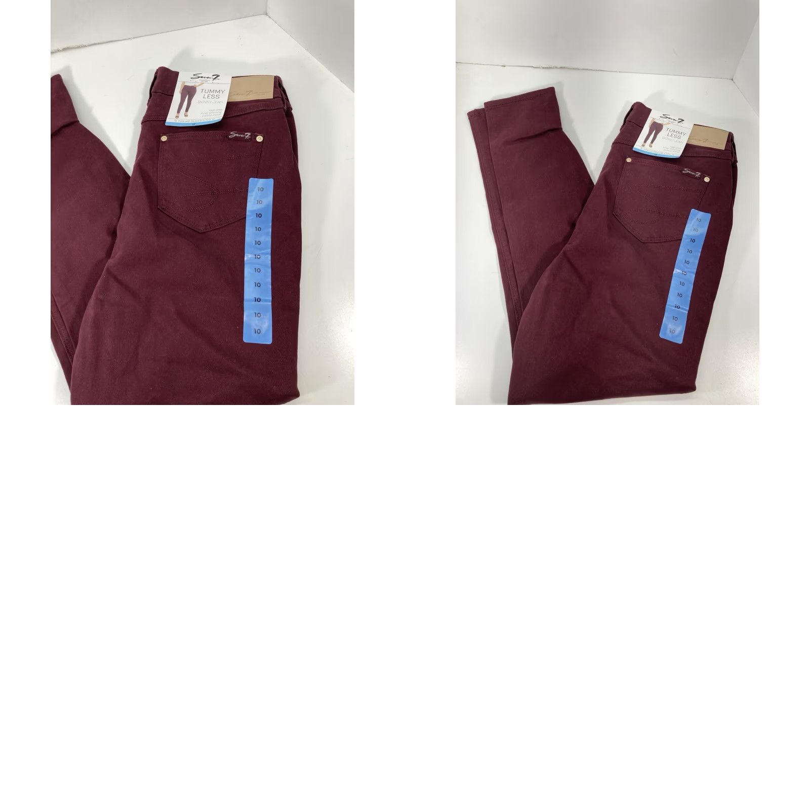 Vintage Seven7 Tummy Less Skinny Jeans Women 10 30x31 Denim High Rise Stretch NWT Maroon Slim Jeans Women 10 30x31 Denim High Rise Stretch NWT Size 32" / US 10 / IT 46 - 9 Thumbnail