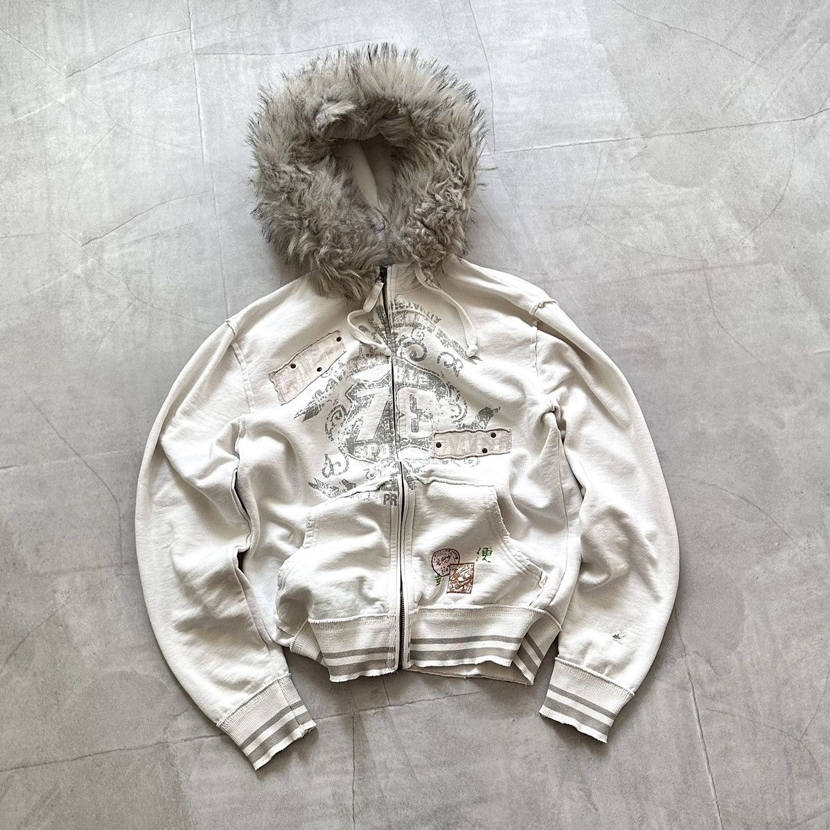 Pre-owned Hysteric Glamour X If Six Was Nine Japan Lgb If Six Was Nine Style Faux Fur Zip Hoodie Jacket In White