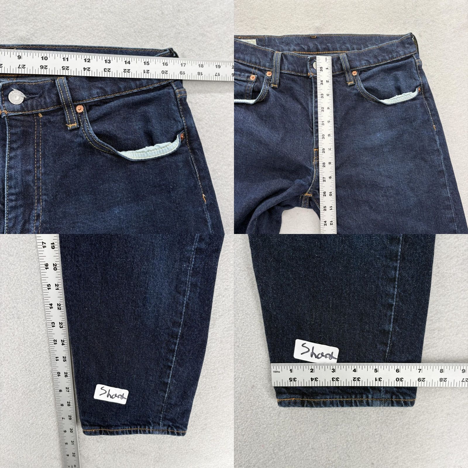 Levi's Levi's Premium 502 Jeans Mens 32x30 Blue Dark Wash Regular Tapered Stretch Denim Jeans Size US 32 / EU 48 - 8 Thumbnail