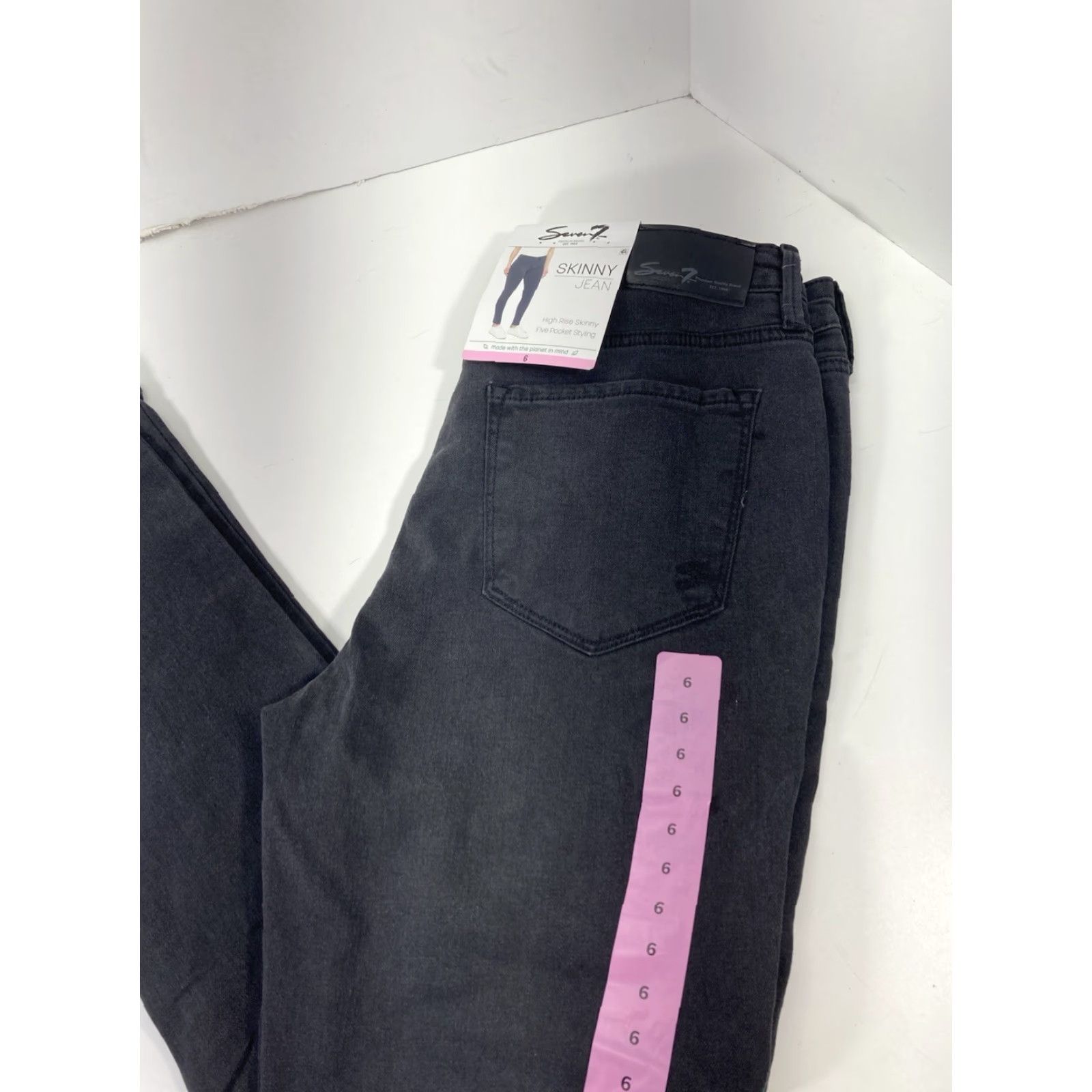 Vintage Seven7 Skinny Jeans Women 6 30X30 Black Denim High Rise Stretch NWT Jeans Women Skinny 30 Inseam 30 Black Size 30" / US 8 / IT 44 - 2 Thumbnail