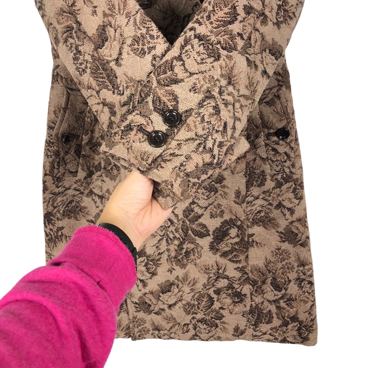 Tornado Mart 🔥Rich Brown - Double Breast Fly Coats Jacket Flower Over Size M / US 6-8 / IT 42-44 - 12 Thumbnail