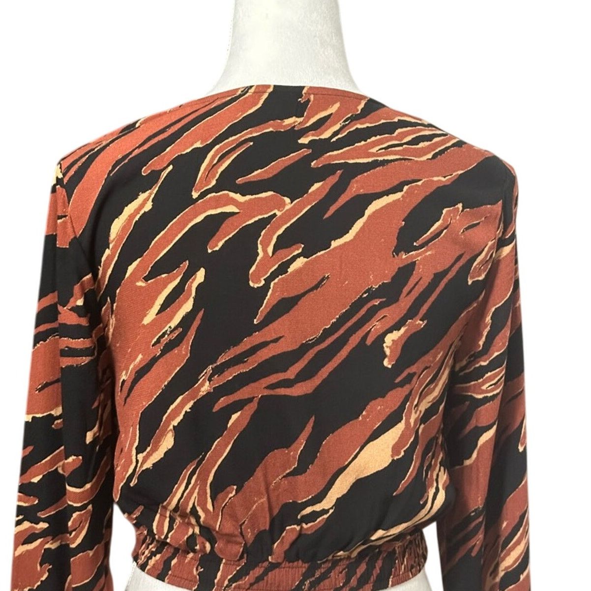 Other BP. Tiger Print Crop Top Ruched Waist Brown Women's S NWOT Size S / US 4 / IT 40 - 6 Thumbnail
