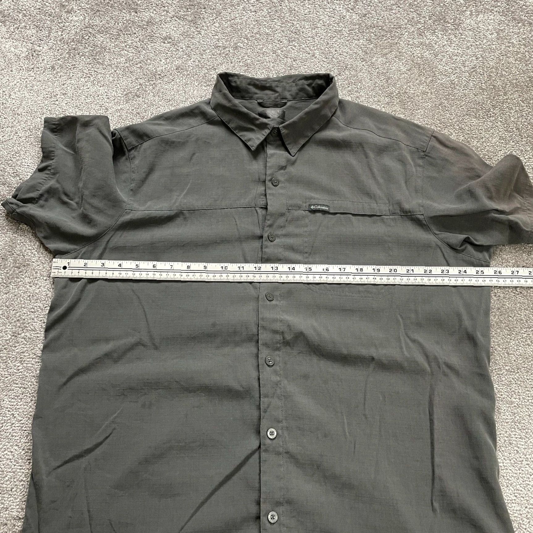 Vintage Columbia Slack Tide Shirt Mens XL Gray Solid Button Down Short Sleeve Casual Top Size US XL / EU 56 / 4 - 7 Thumbnail