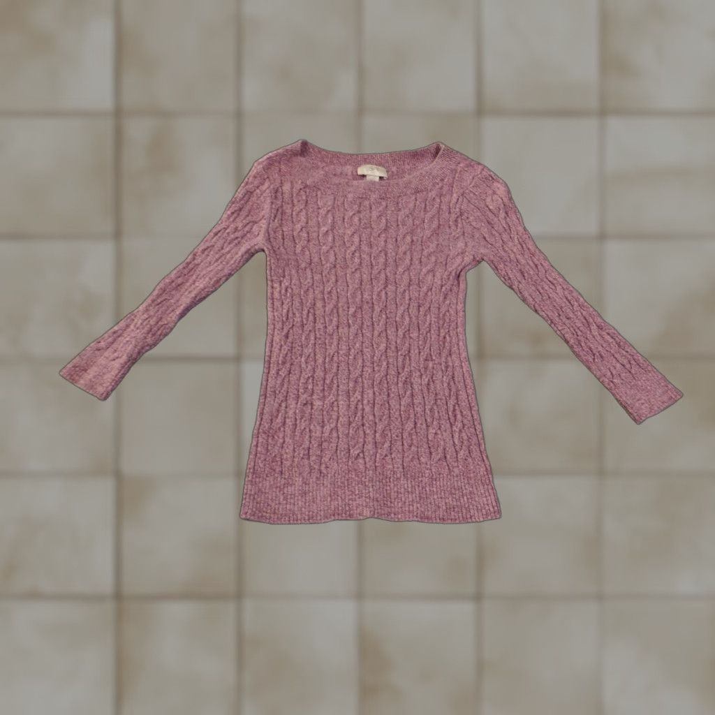 Loft LOFT Sweater Womens XXS Purple Cable Knit Pullover Crewneck Long Sleeve Cotton Size XXS / US 00 / IT 34 - 1 Thumbnail