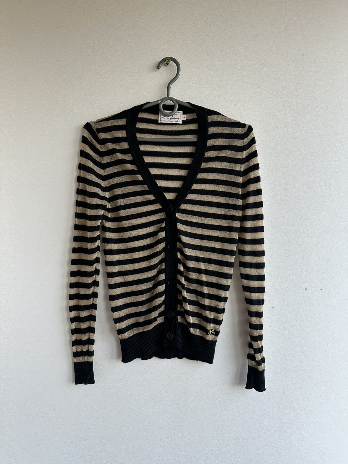 Burberry 90s Thomas Burberry Striped Black/Gold Knit Cardigan Size S Size US S / EU 44-46 / 1 - 1 Thumbnail