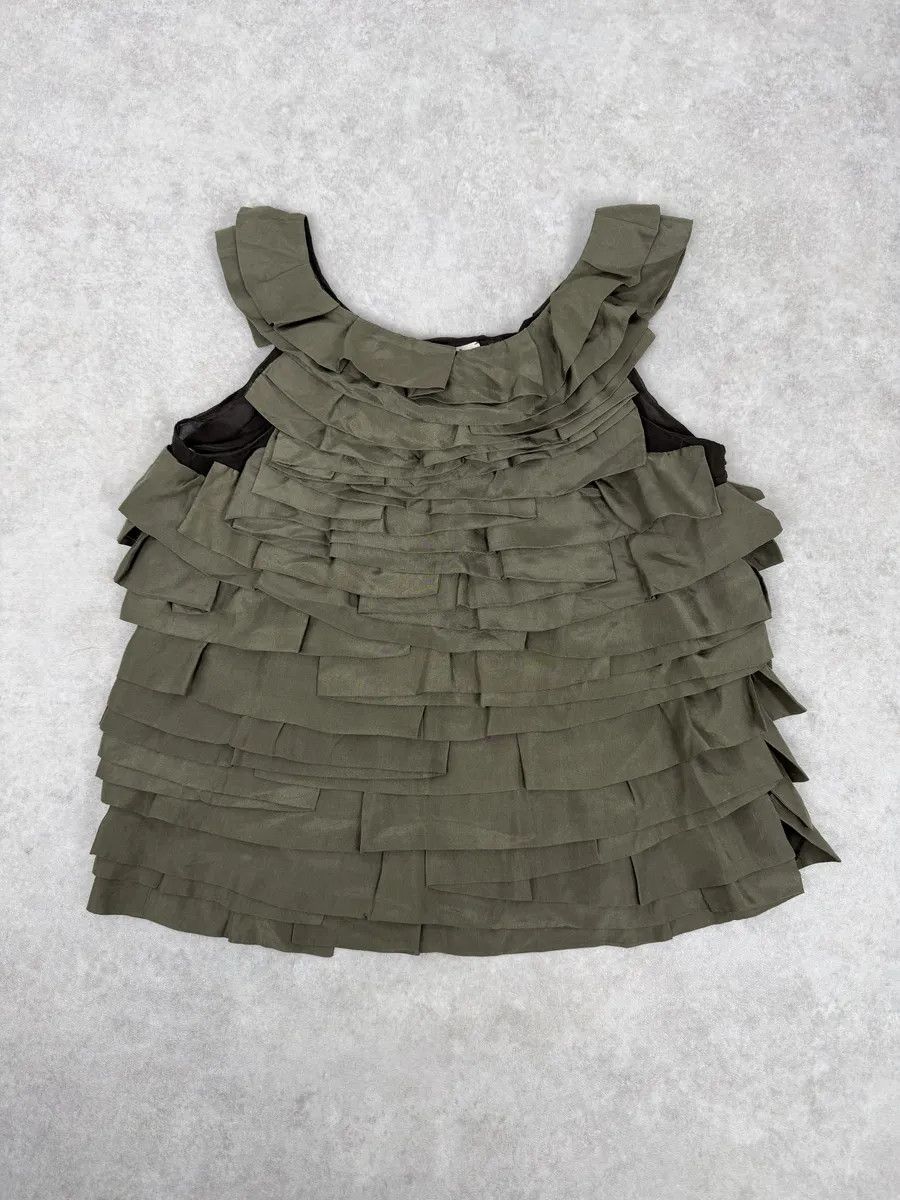 chloma SS2006 Chloé Khaki Green Relief Silk Tank Top Size S / US 4 / IT 40 - 3 Thumbnail