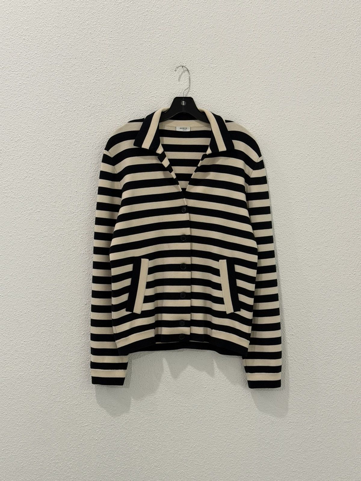 Akris Akris Punto Knit Jacket Womens 8 Striped Wool Button Front Size M / US 6-8 / IT 42-44 - 1 Thumbnail