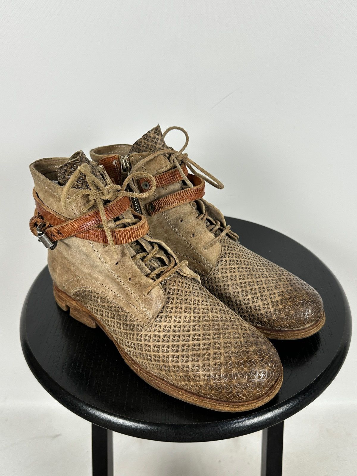 A.S.98 A.S.98. Airstep Beige Leather Biker Buckle Strap Ankle Boots Size US 8 / IT 38 - 5 Thumbnail