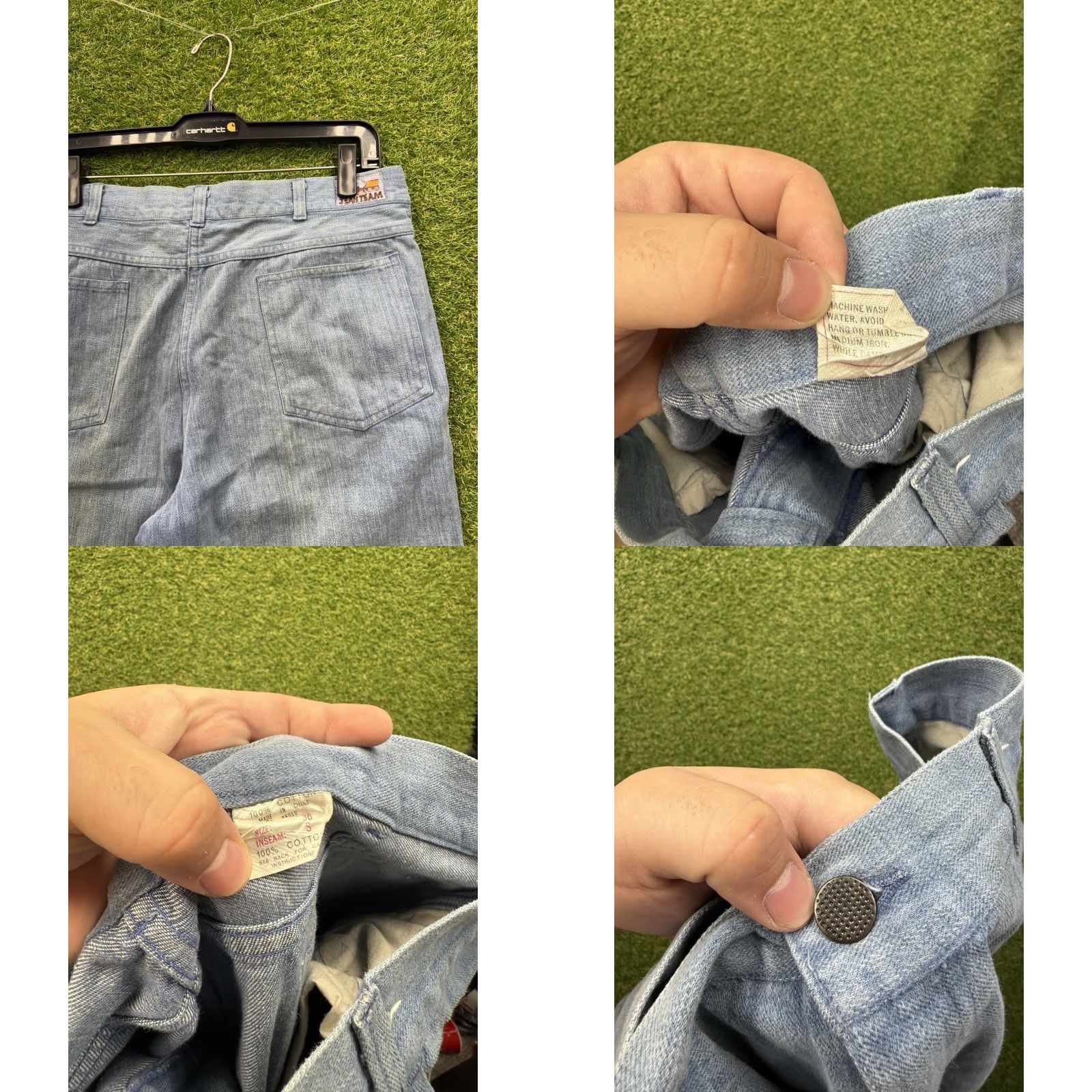 Bell Vintage 70s Jeans Mens 36 Pants Bell Bottoms Light Wash Distressed Workwear Denim Blue 1970s Mens Jeans 36 Distressed Bell Bottoms Jeans Size US 36 / EU 52 - 8 Thumbnail