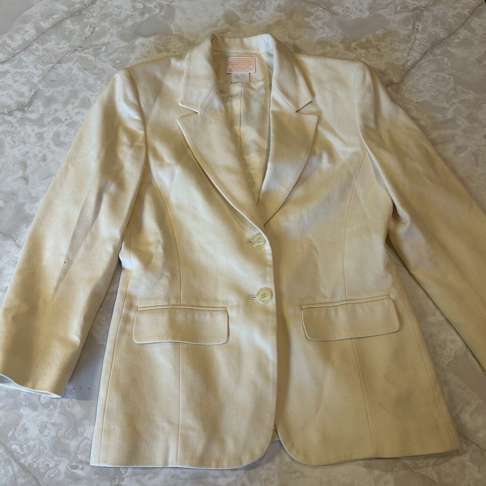 Pendleton Miss Pendleton VTG Cream Ivory One Button Wool Blazer Jacket Size M / US 6-8 / IT 42-44 - 1 Thumbnail