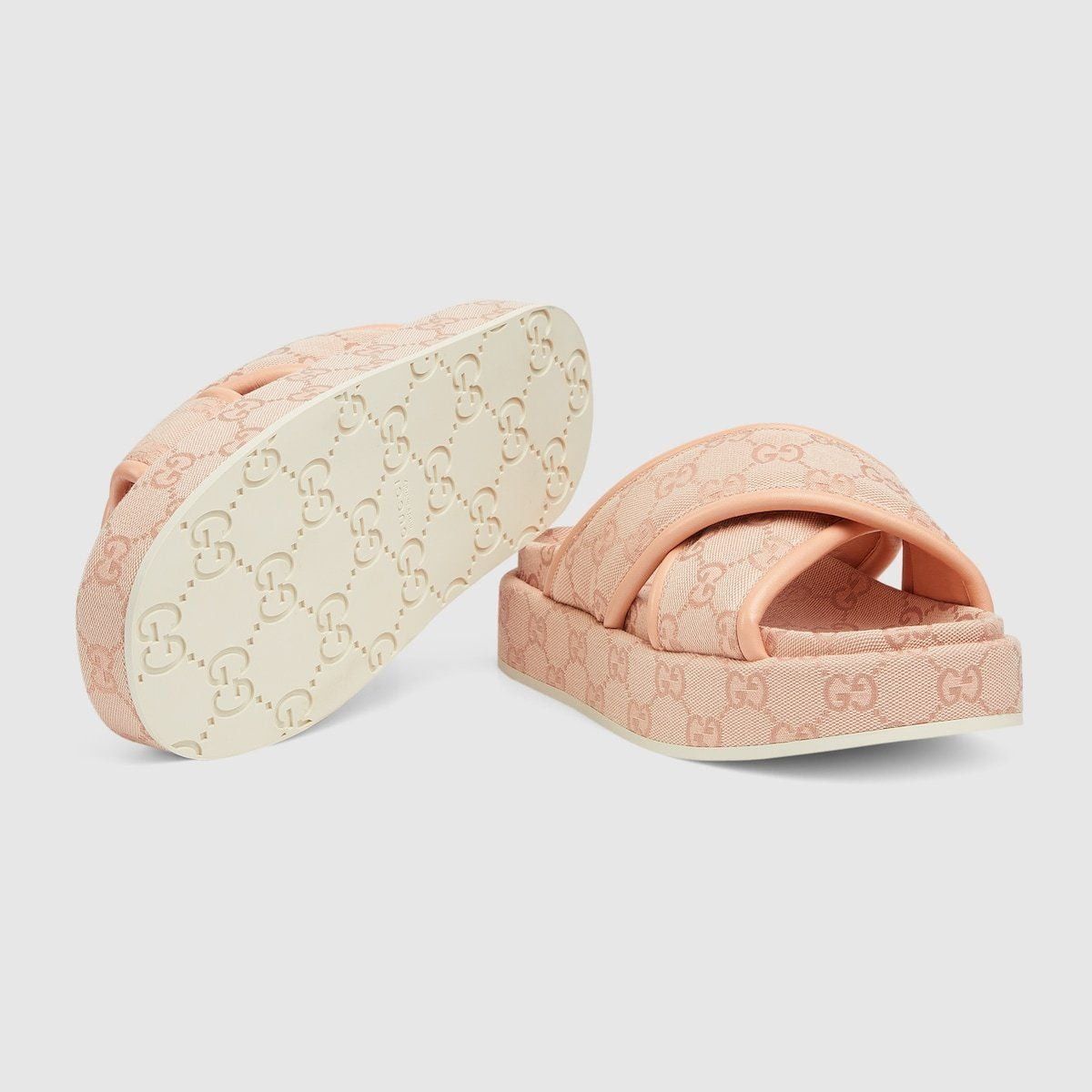 Gucci oc11z0126 Women's GG Platform Sandals In Light Pink Size US 4 / IT 34 - 6 Thumbnail
