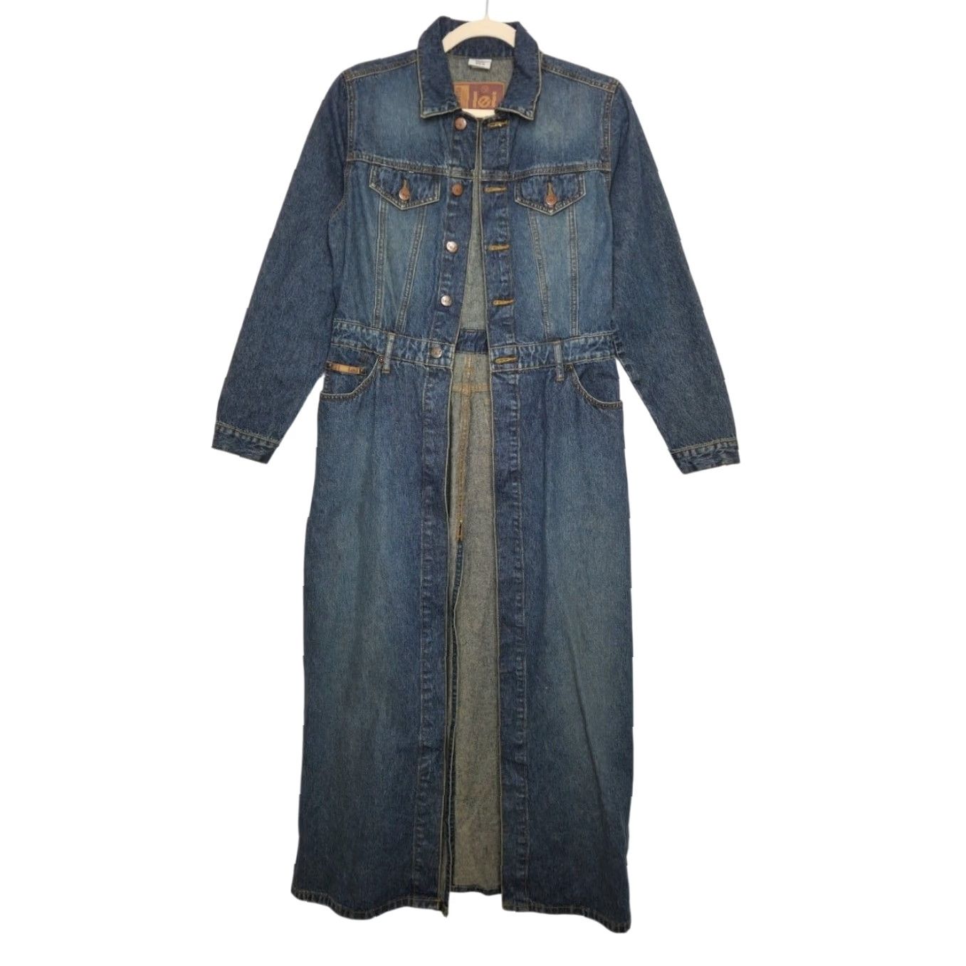 L.E.I. VINTAGE L.E.I. Denim Trench Coat Cardigan Jacket Western Country Medium Cotton Coat Women M Blue Size M / US 6-8 / IT 42-44 - 2 Thumbnail