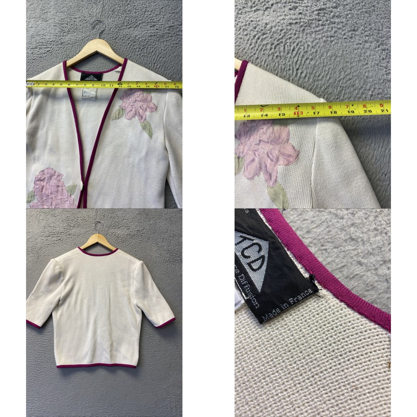 Vintage VINTAGE TCD TRICOT COUTURE Women’s Cardigan Sweater Floral V-Neck Short Sleeve Fall Spring Summer Winter Size Small Pink Size S / US 4 / IT 40 - 8 Thumbnail
