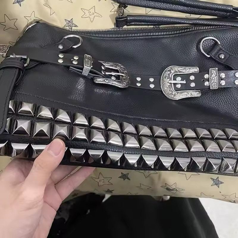 Designer Streetwear Gothic Punk Capacity Cowboy Shoulder Handbag Bag Size ONE SIZE - 4 Thumbnail