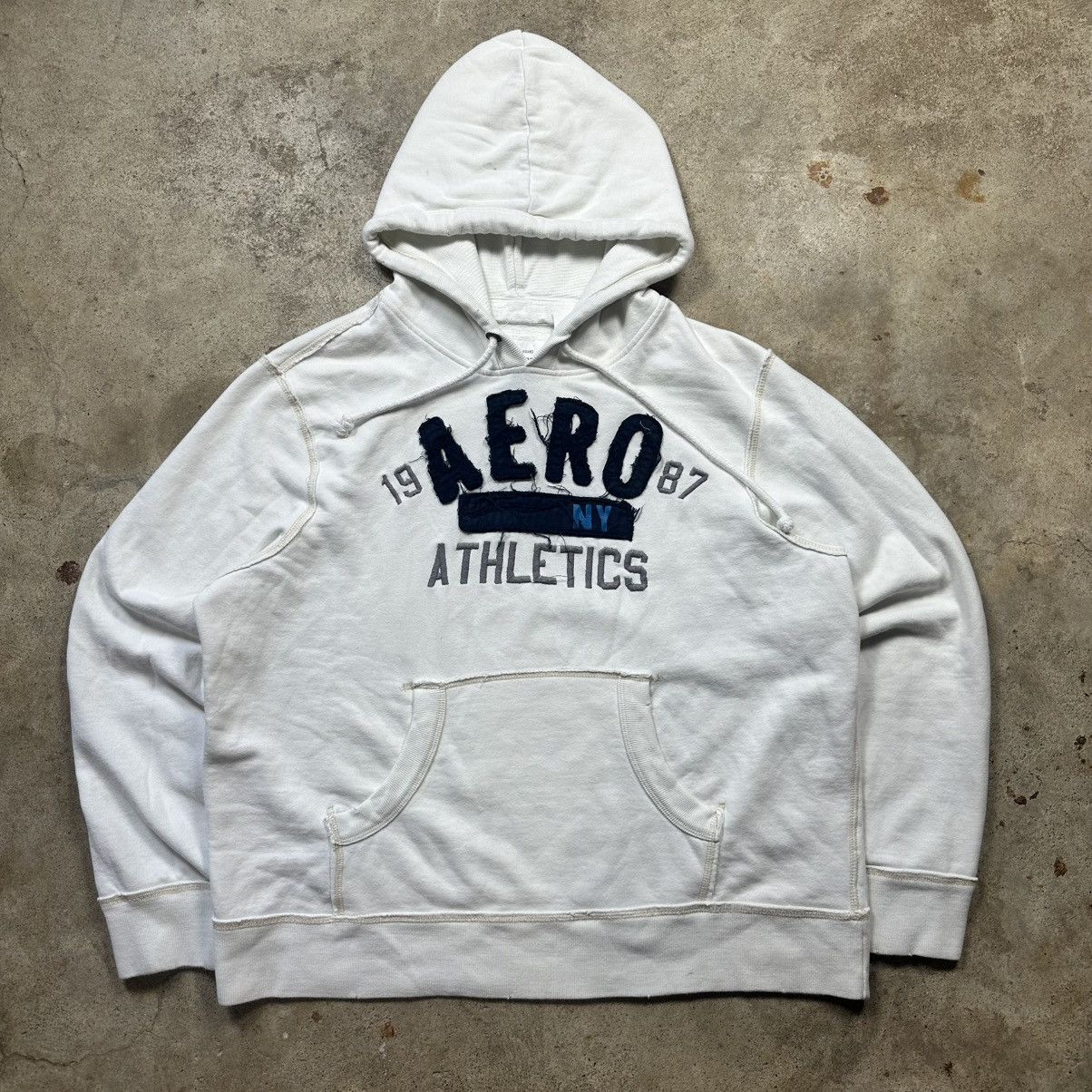 Aeropostale Vintage Y2K White Aeropostale Distressed Big Logo Hoodie Size US XL / EU 56 / 4 - 1 Thumbnail