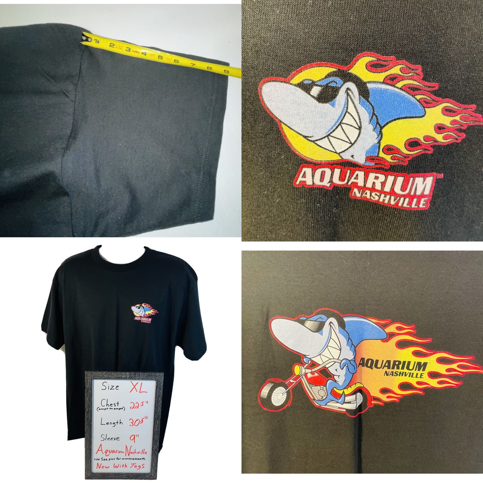 Doublet Aquarium Nashville Shark Logo Double Sided T-shirt Black XL Men's Short Sleeve Crew Neck Graphic Tee Shark Logo Size US XL / EU 56 / 4 - 8 Thumbnail