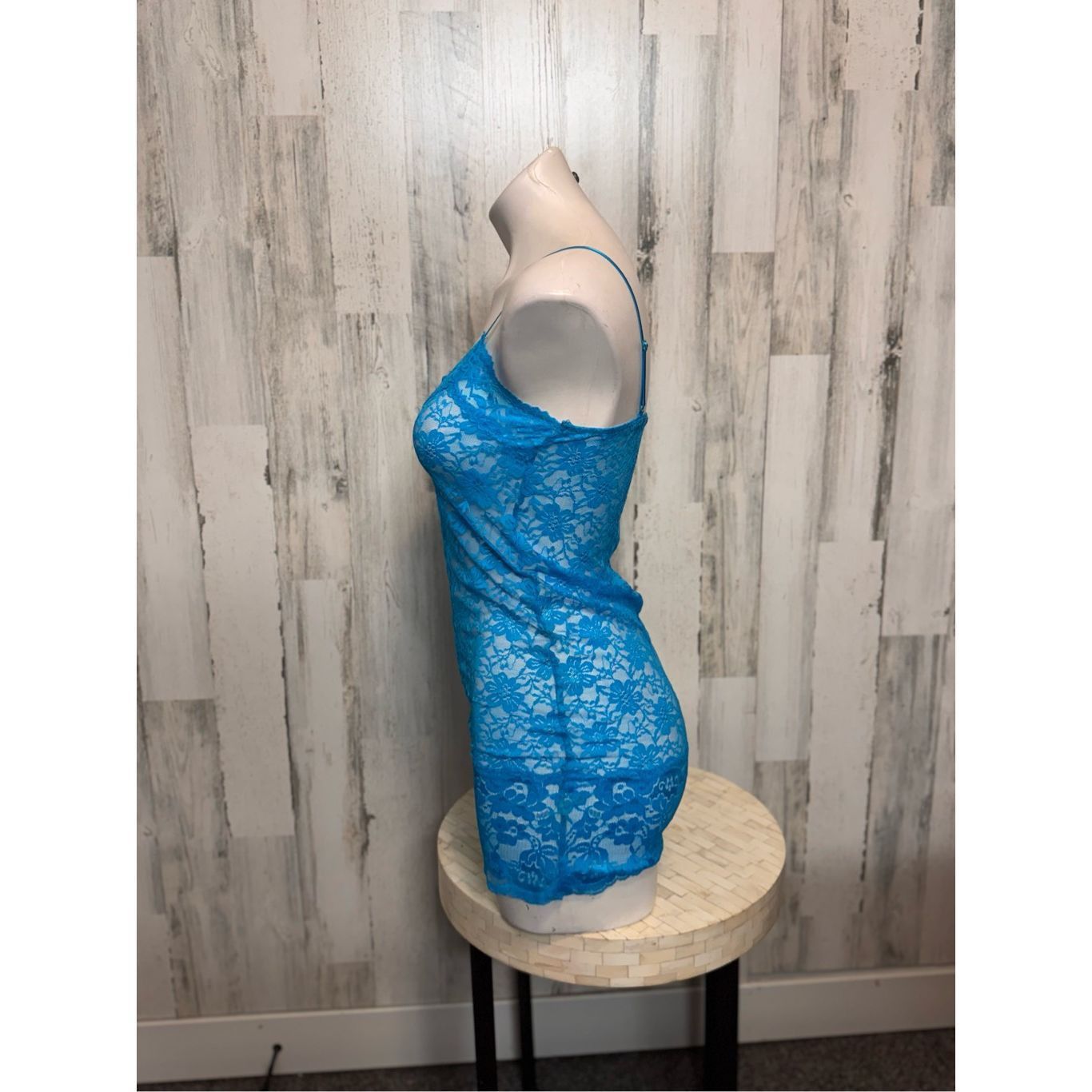 Other Bozzolo Blue Sheer Floral Lace Slip Dress Lingerie Chemise W Size ONE SIZE - 2 Thumbnail