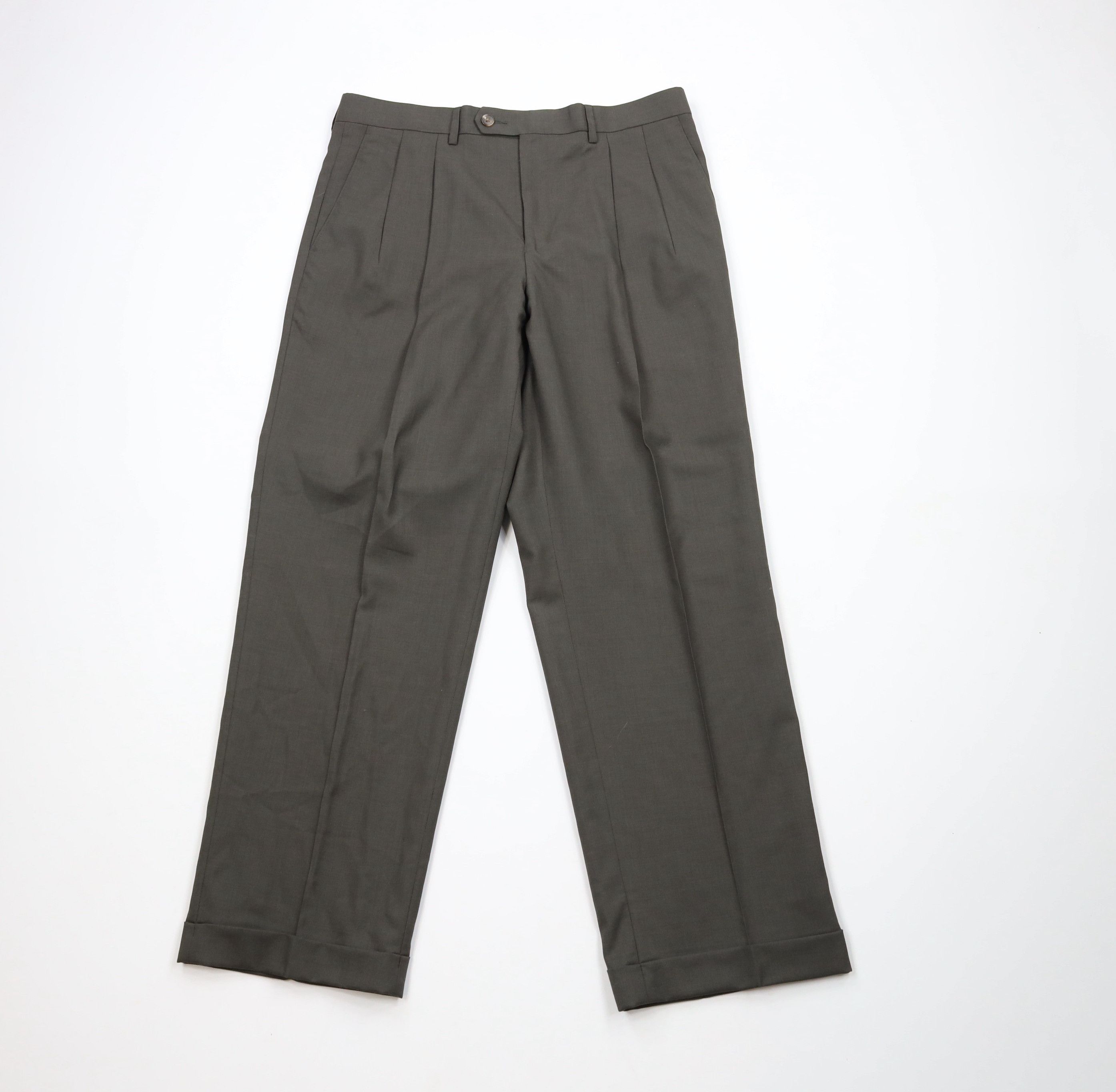 Ralph Lauren × Vintage Vintage 90s Ralph Lauren Cuffed Wide Leg Chino Pants Green Size US 34 / EU 50 - 1 Thumbnail