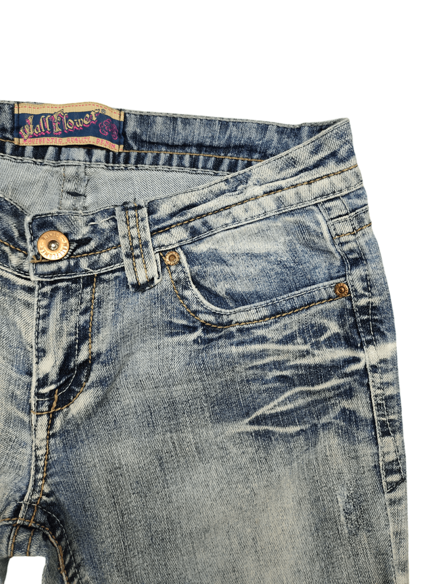 If Six Was Nine Flare Jeans Wallflower Clawmark Faded Denim Bootcut Low Rise Size US 30 / EU 46 - 5 Thumbnail