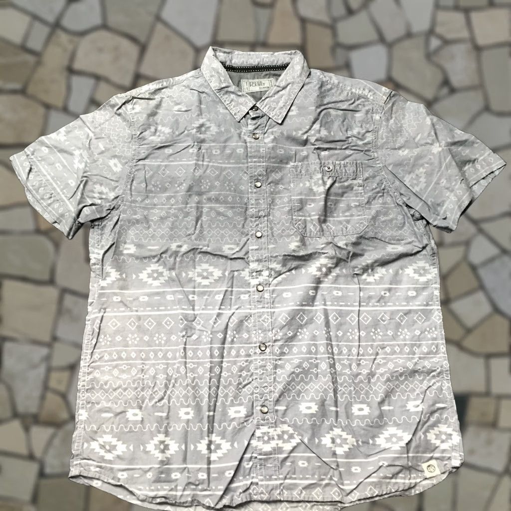 Vintage Free Planet Shirt Men's XL gray Tropical cotton pearl snap Button Up Size US XL / EU 56 / 4 - 1 Thumbnail