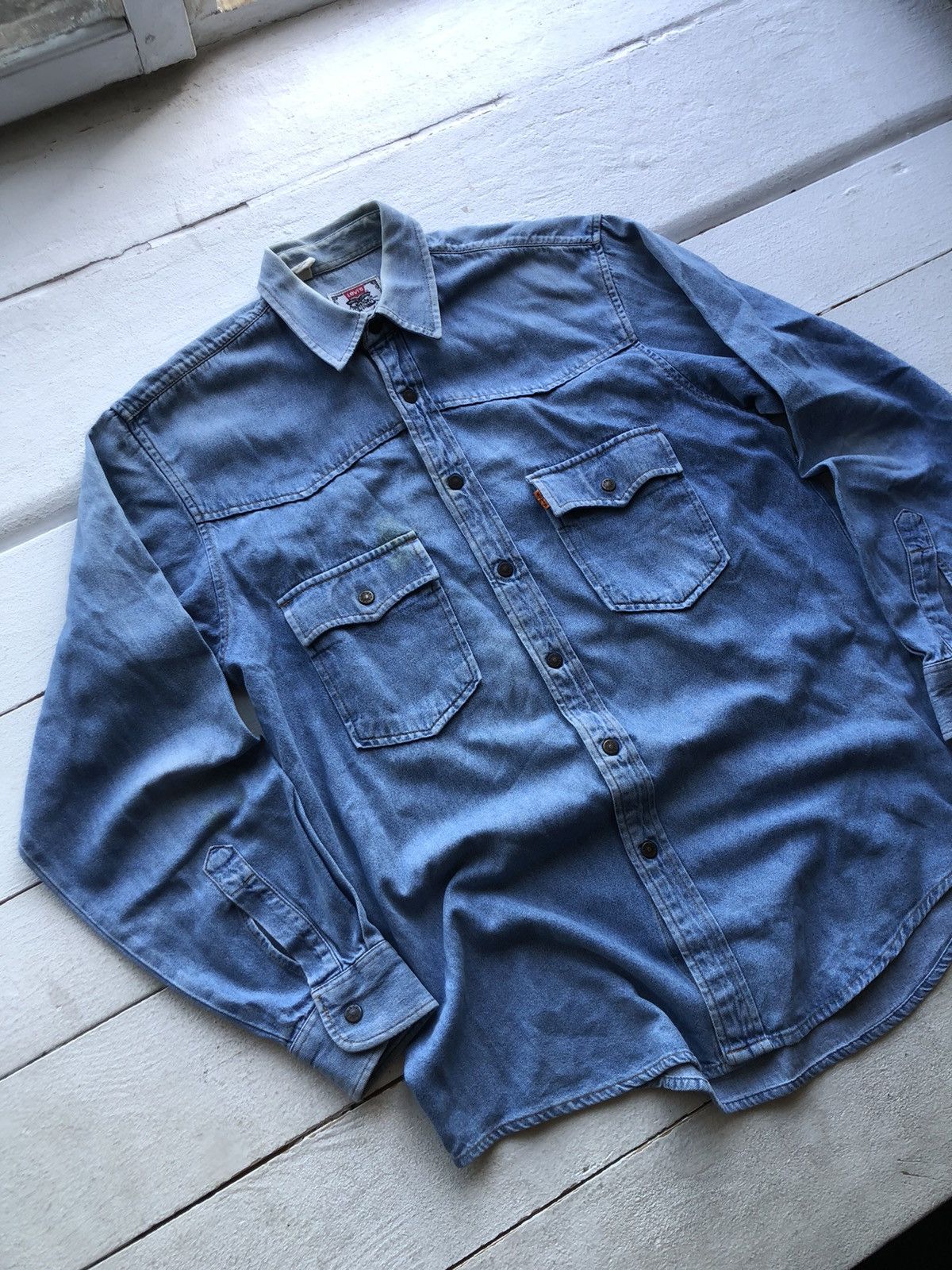 Levi's Very Rare Vintage Levi’s Orange Tab Jeans Shirt Streetwear Size US L / EU 52-54 / 3 - 1 Thumbnail