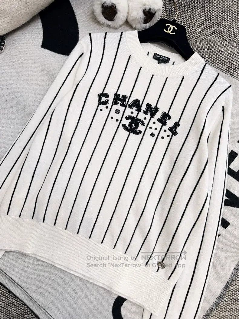 Chanel Chanel 23p preview series beige vertical striped cashmere Size XS / US 0-2 / IT 36-38 - 3 Thumbnail