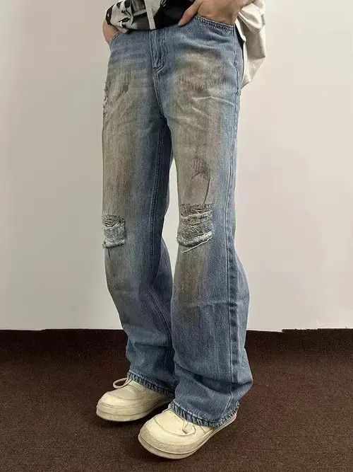 Jean Street Hip Hop Dirty Dye Ripped Vintage Y2K Jeans Size US 32 / EU 48 - 6 Thumbnail