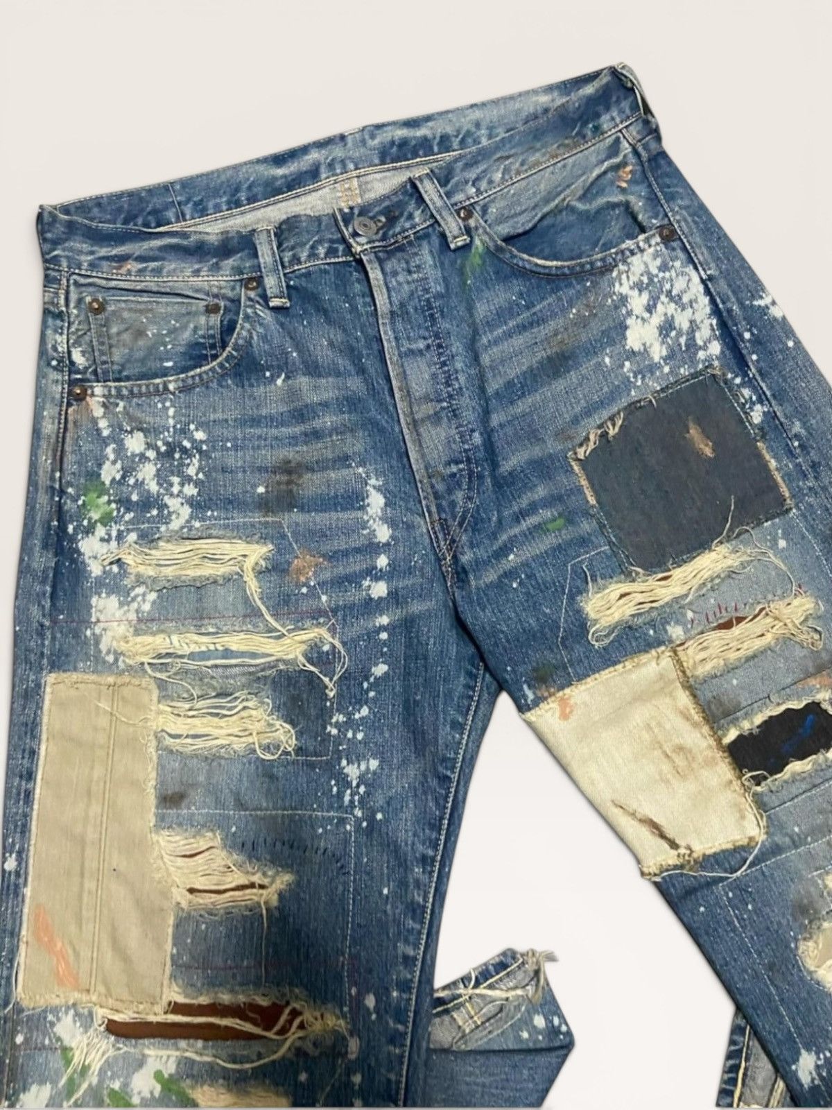 Junya Watanabe × Levi's Vtg Levis 501xx Big E Selvedge Splatter Patchwork Boro Jeans Size US 36 / EU 52 - 22 Thumbnail