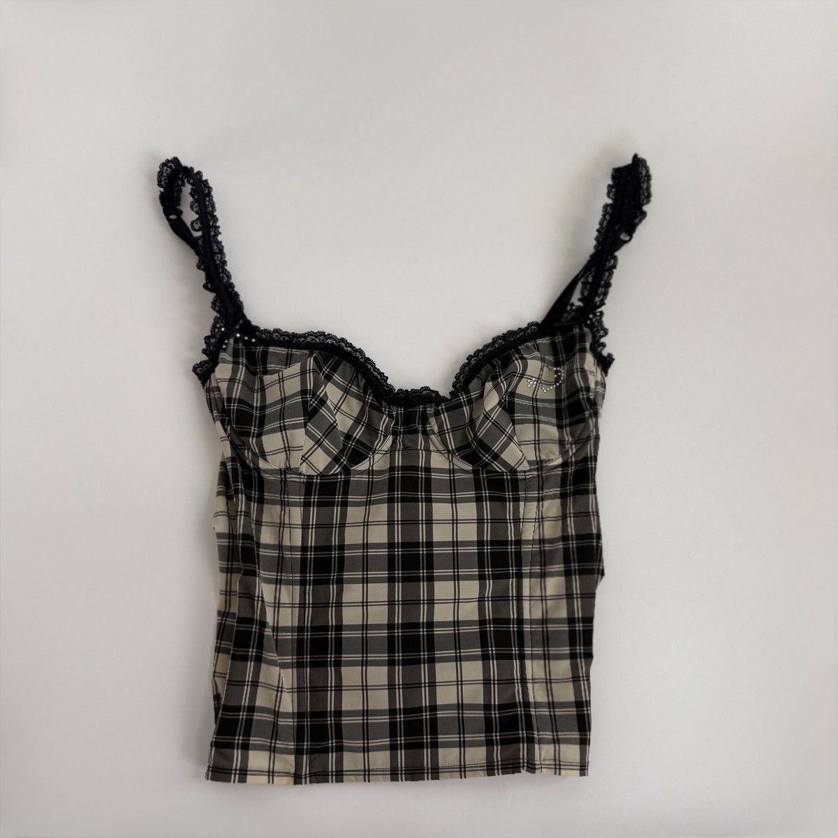 Blumarine Archival Vntg 00s Blugirl Blumarine Plaid Lace Bustier Top Size S / US 4 / IT 40 - 8 Thumbnail