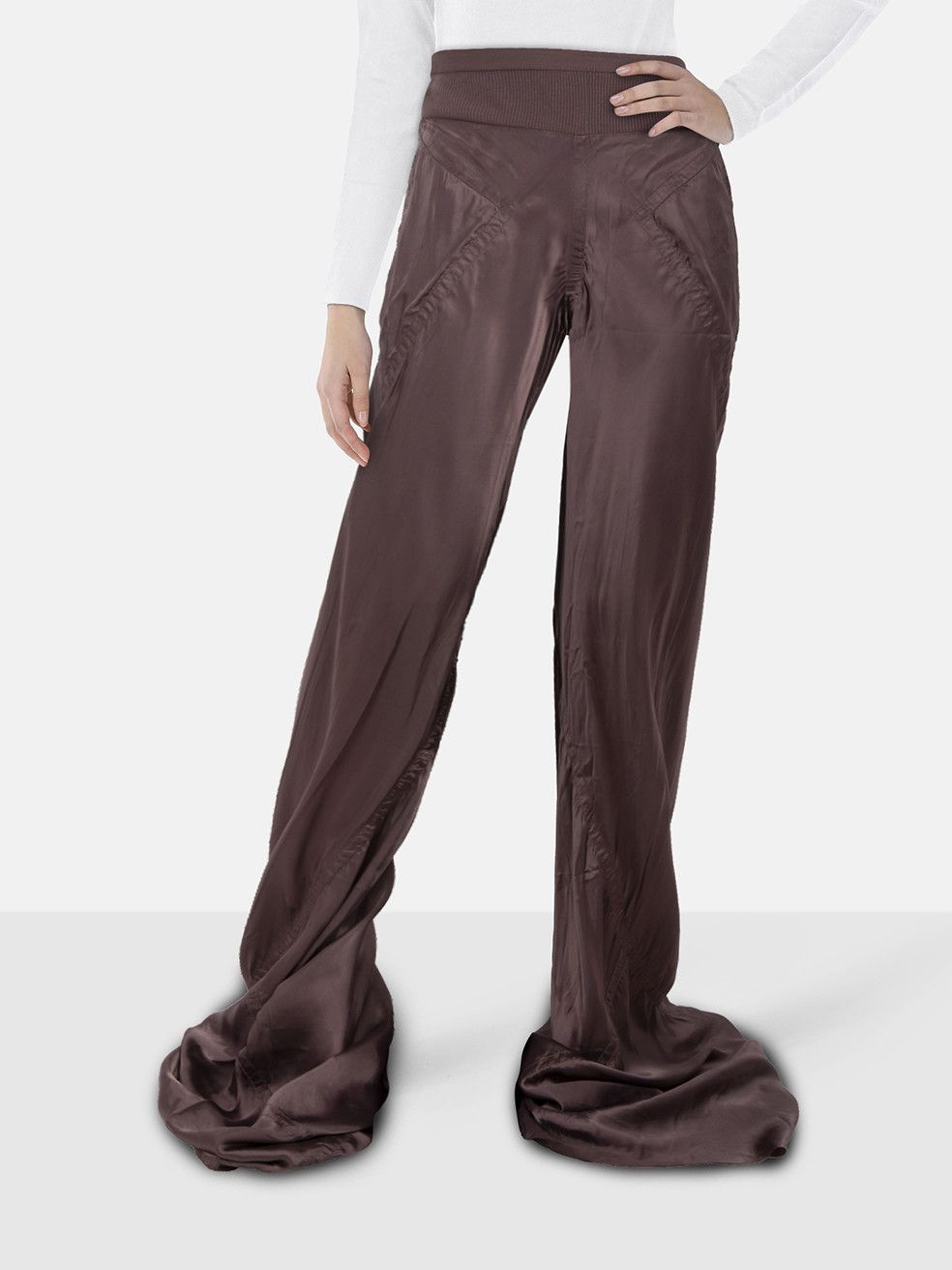 Rick Owens Amethyst Satin Bias Panelled Wide Trousers Size 32" / US 10 / IT 46 - 1 Thumbnail