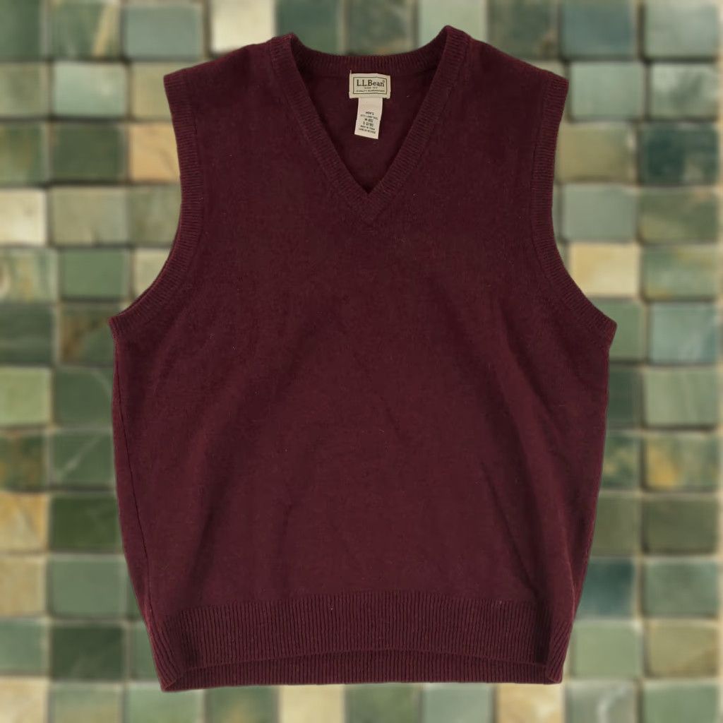 Vintage LL Bean Sweater Vest 100% Lambs Wool Maroon Purple Mens M Wool Vest Mens M Maroon Purple Knit LL Bean Size US M / EU 48-50 / 2 - 1 Thumbnail