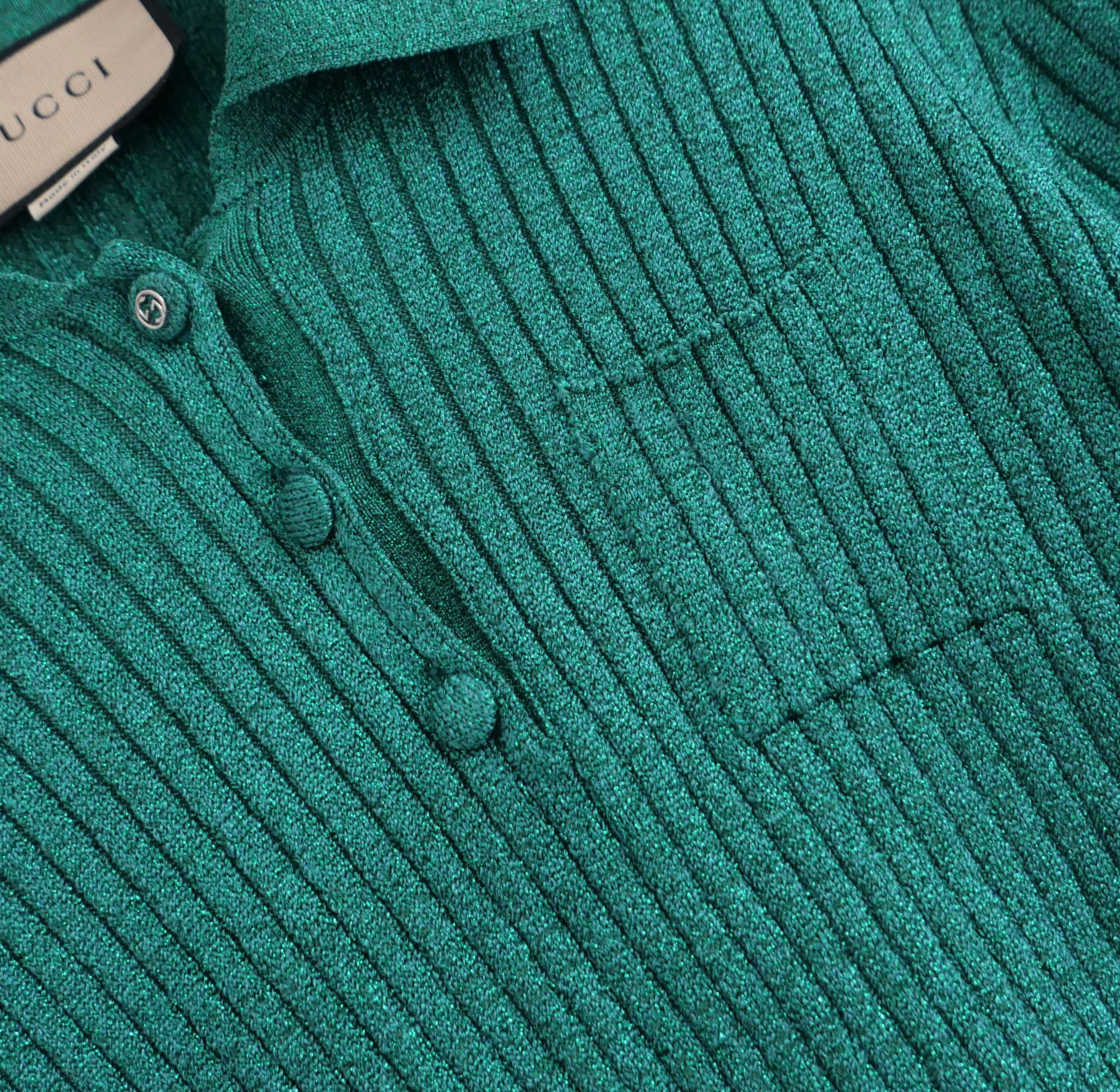Gucci Gucci Green Lurex Cropped Sweater Top Size L / US 10 / IT 46 - 3 Thumbnail