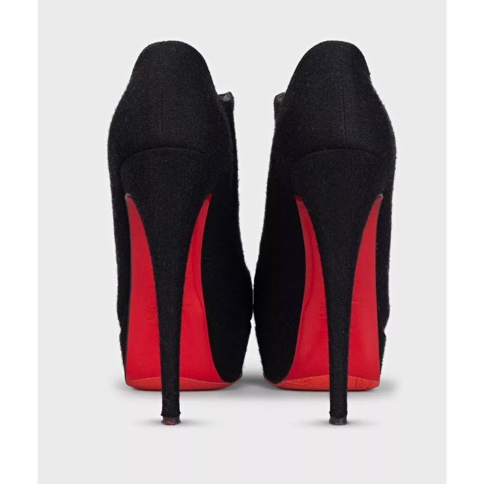 Christian Louboutin Christian Louboutin Black Textile Open-Toe Booties Sz.36 Size US 5 / IT 35 - 4 Thumbnail