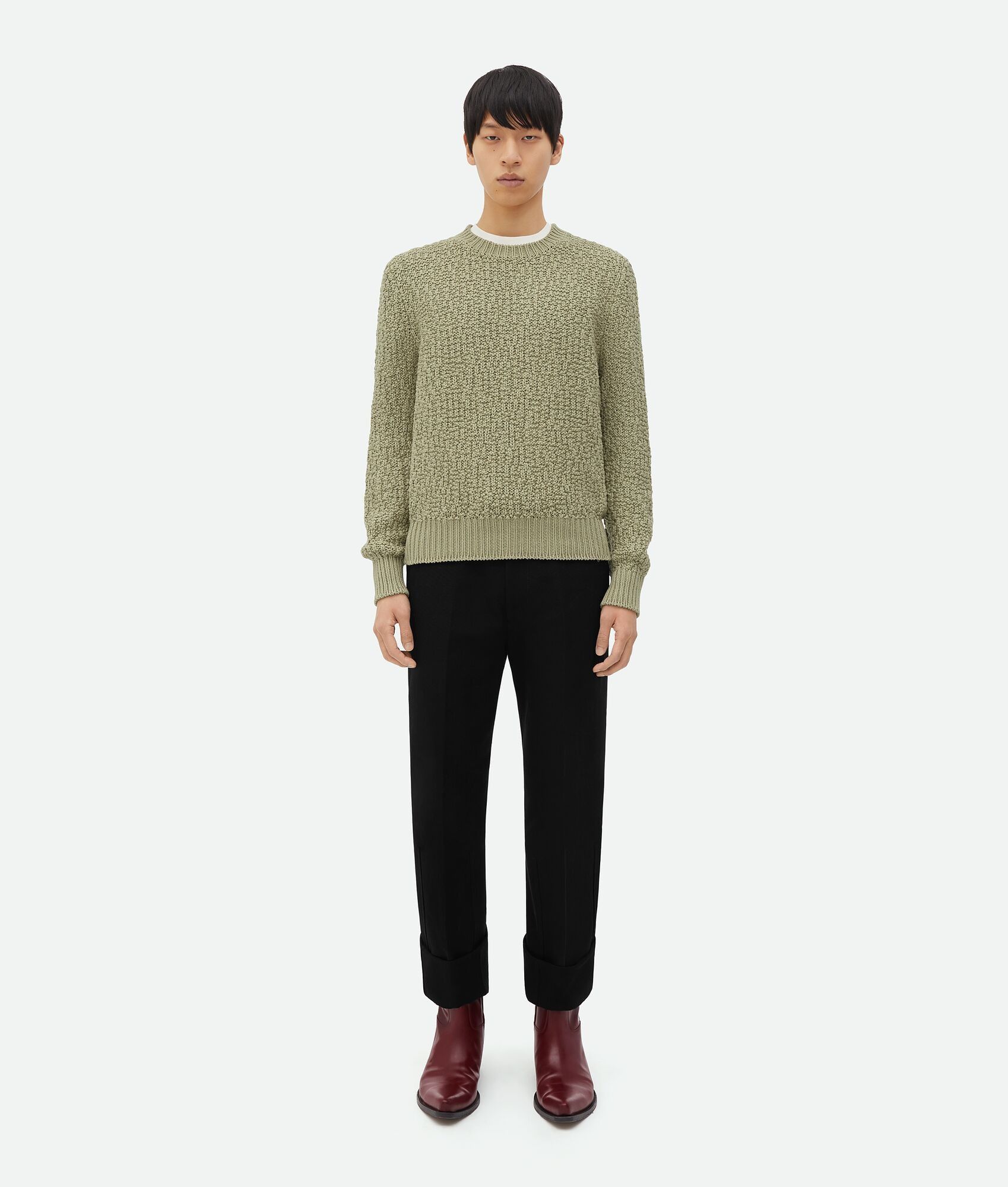 Bottega Veneta o1n1vont1224 Heavy Cotton Jumper in Green Size US XS / EU 42 / 0 - 1 Thumbnail