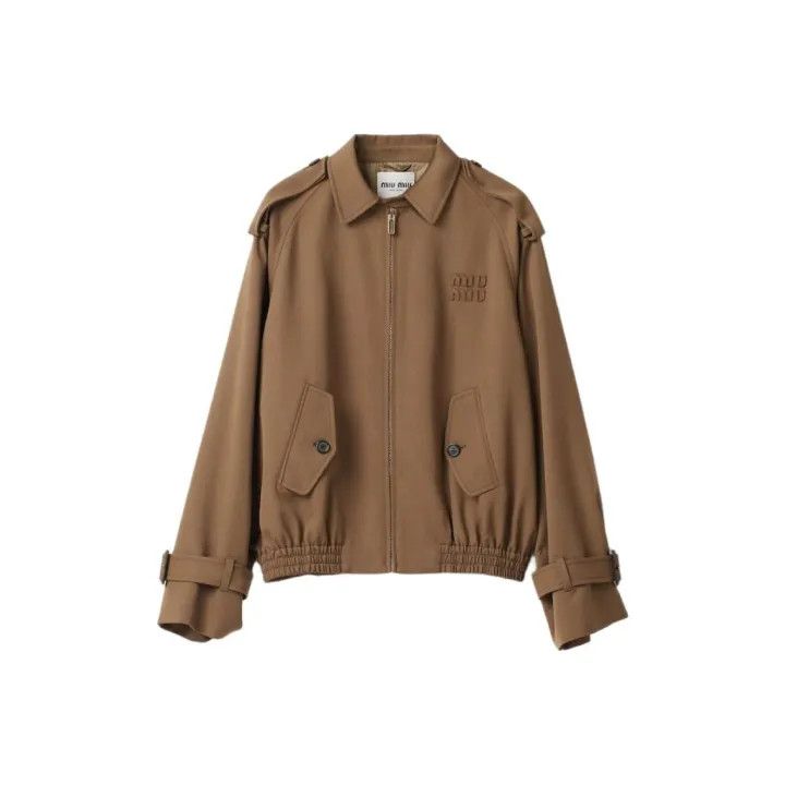 Miu Miu Miu Miu Beige Logo Zip Collar Casual Jacket 0079 Size M / US 6-8 / IT 42-44 - 1 Thumbnail
