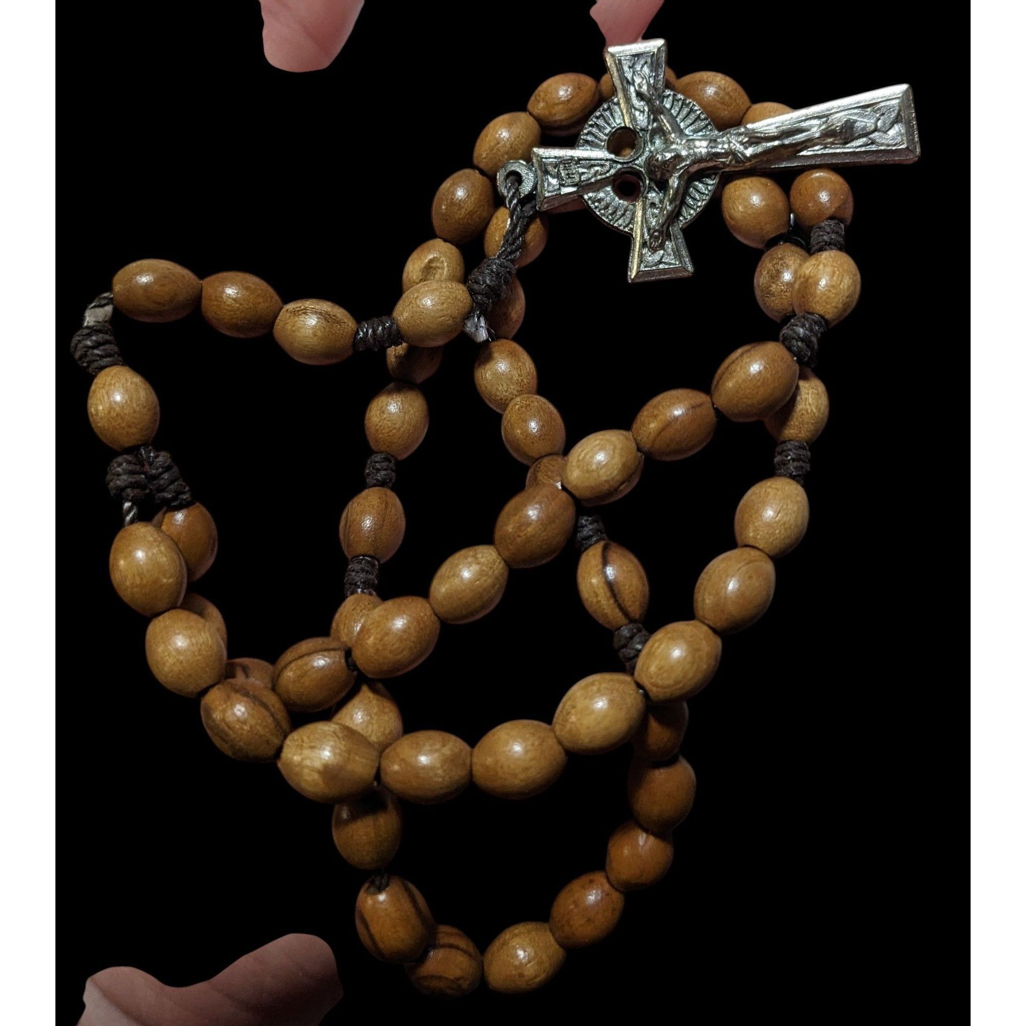 Other Vintage Brown Wood Beaded Rosary Necklace Size ONE SIZE - 4 Thumbnail