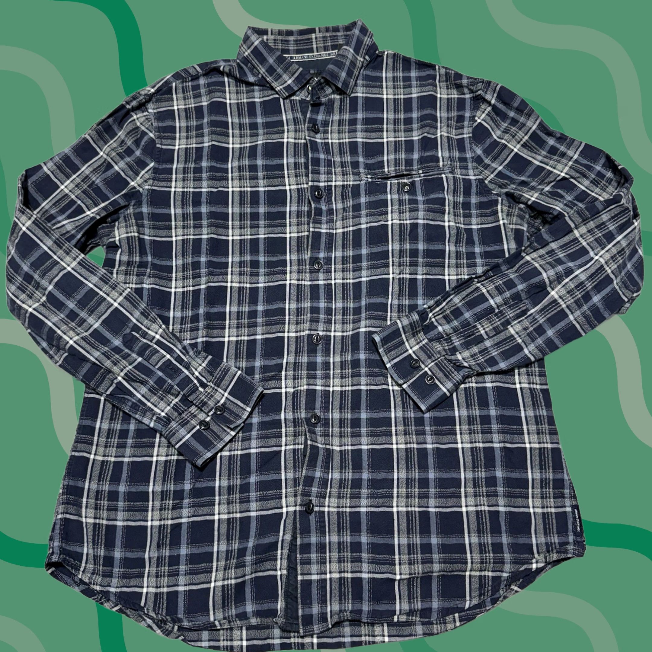 Armani Exchange Armani Exchange Shirt Mens XL Blue Plaid Long Sleeve Button Up Shirt Men Regular Size Extra details Size US XL / EU 56 / 4 - 1 Thumbnail