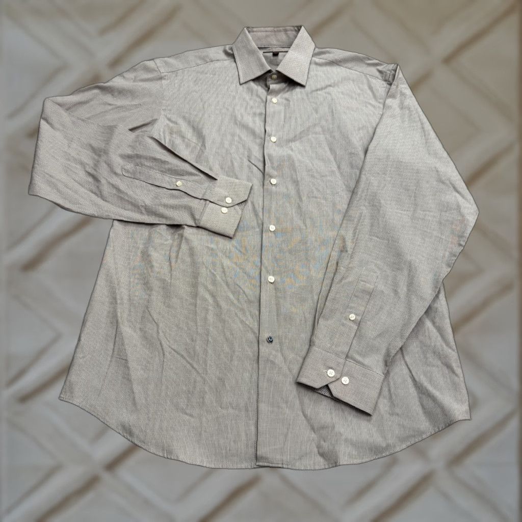 Ben Sherman VINTAGE Ben Sherman Dress Shirt Mens 15.5 Brown Pinstriped Cotton Casual Workwear Classic Size 40R - 1 Thumbnail