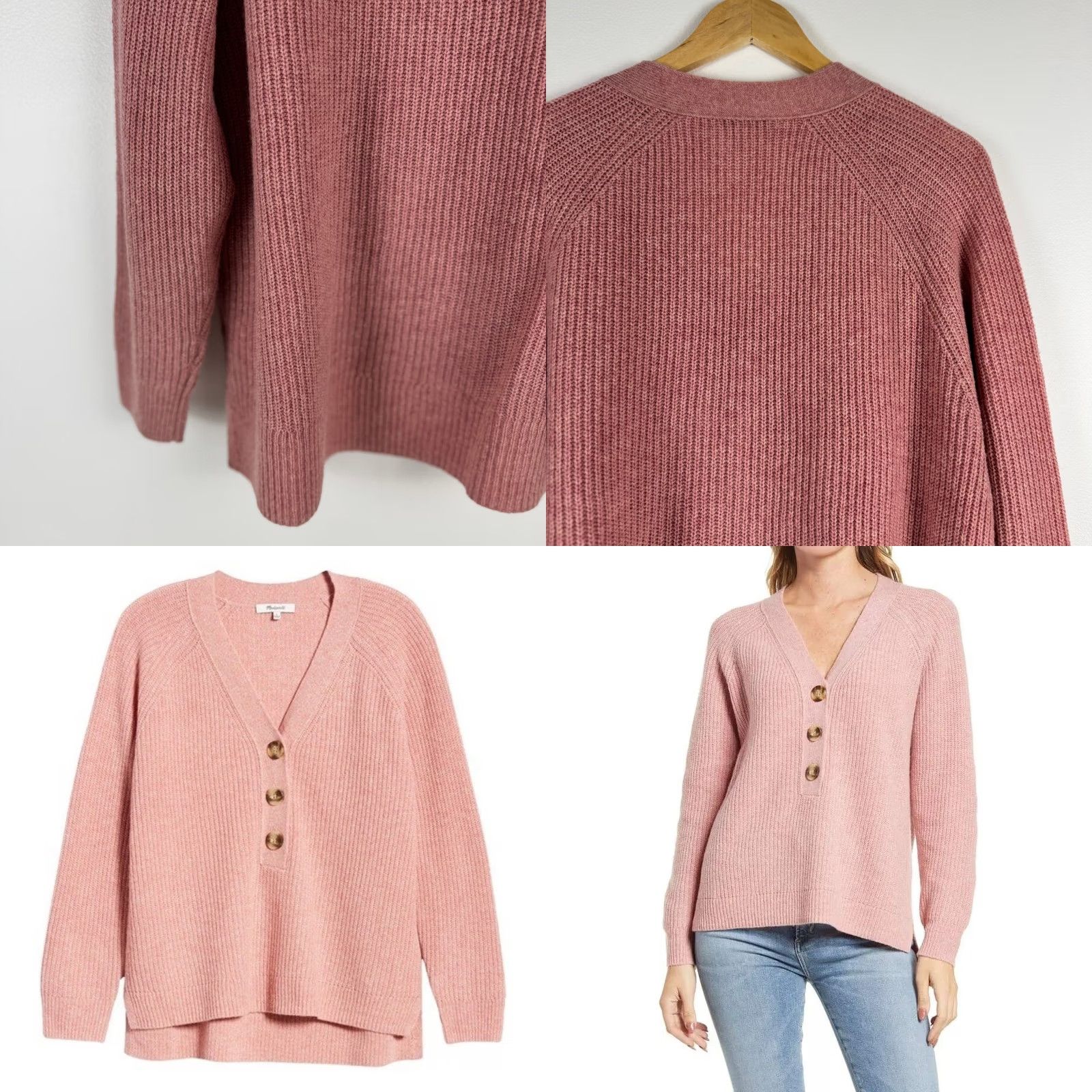 Madewell Madewell Lyle Rib Henley Sweater Pink Merino Wool Womens Medium Size M / US 6-8 / IT 42-44 - 9 Thumbnail