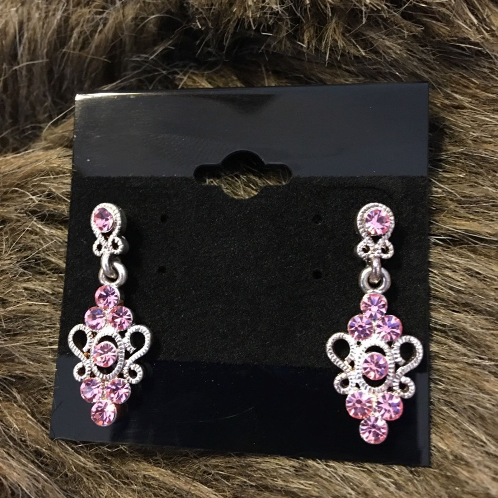 Vintage Vintage silver tone pink crystal pierced earrings Size ONE SIZE - 2 Thumbnail