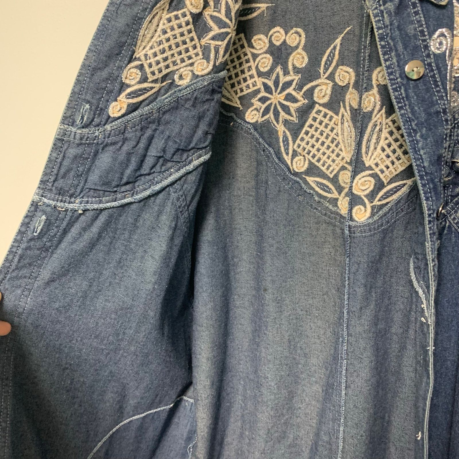 Vintage Nat-Lyn Collection Vintage Denim Sequin Western Duster M Size M / US 6-8 / IT 42-44 - 4 Thumbnail